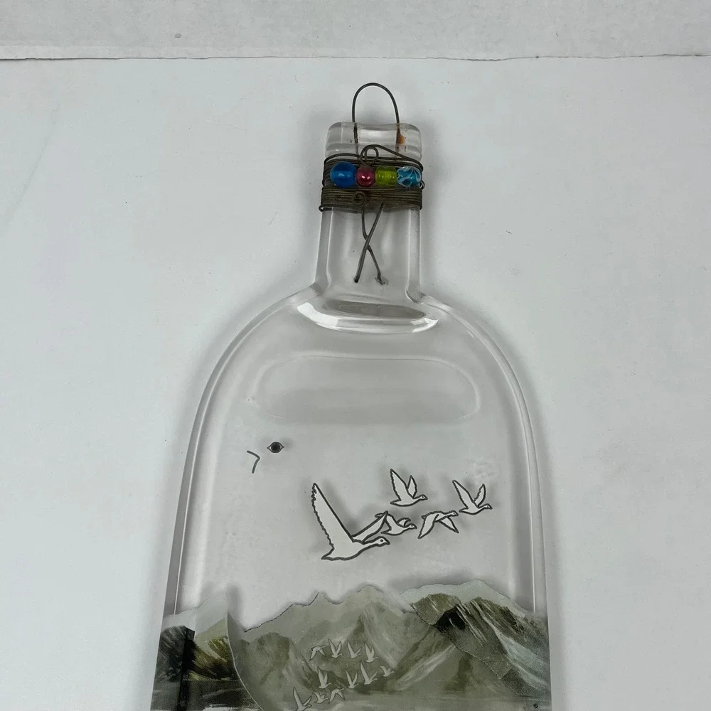 Grey Goose Vodka Slumped Melted Glass Bottle Tray Spoon Rest‎ Wall Decor 1 Liter